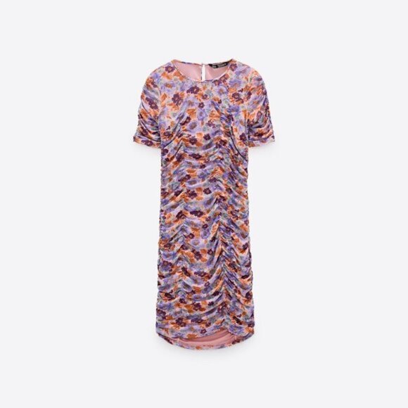 NWOT Zara multicoloured floral print draped dress, S - Picture 4 of 8